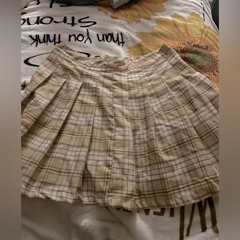 forever 21 tan plaid skirt size large